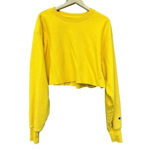 Champion Reverse Weave Yellow Women’s Cropped Sweatshirt Size Large